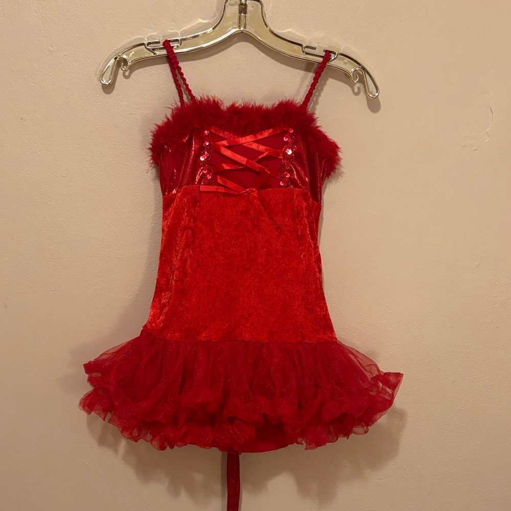 Spirit Red Dance Costume with Fur Trim